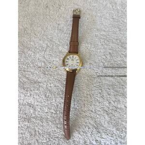 Vintage Timex Indiglo Watch Women Gold Tone 6 Inches Brown Leather Band